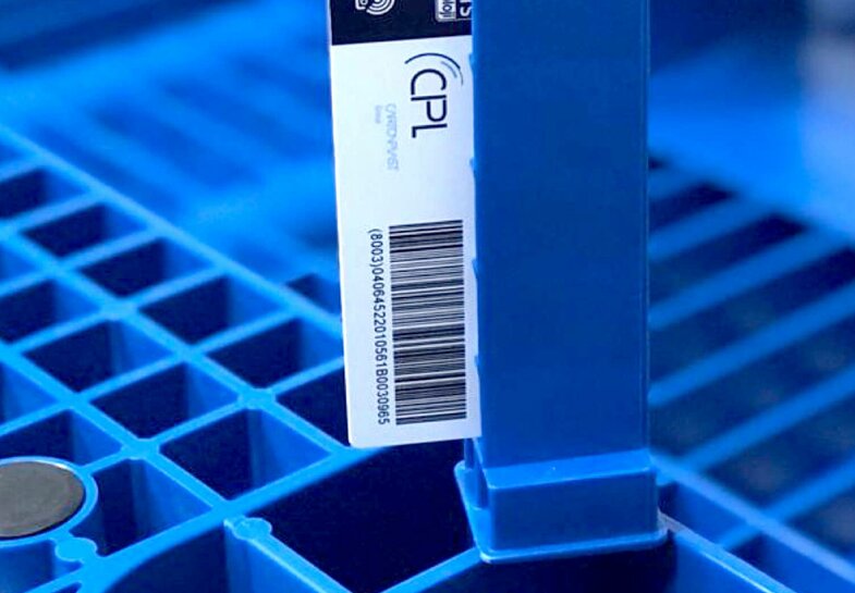 GS1 RFID-Tags zur universellen Identifikation der Paletten.